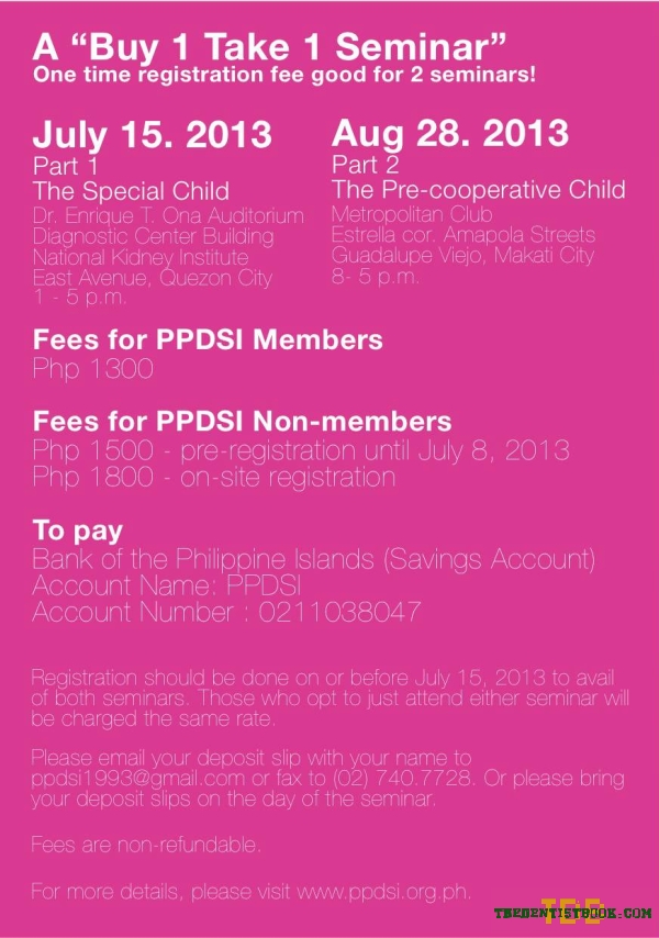 Philippine Pediatric Dental Society, Inc. 2-Day Seminar - thedentistbook.com